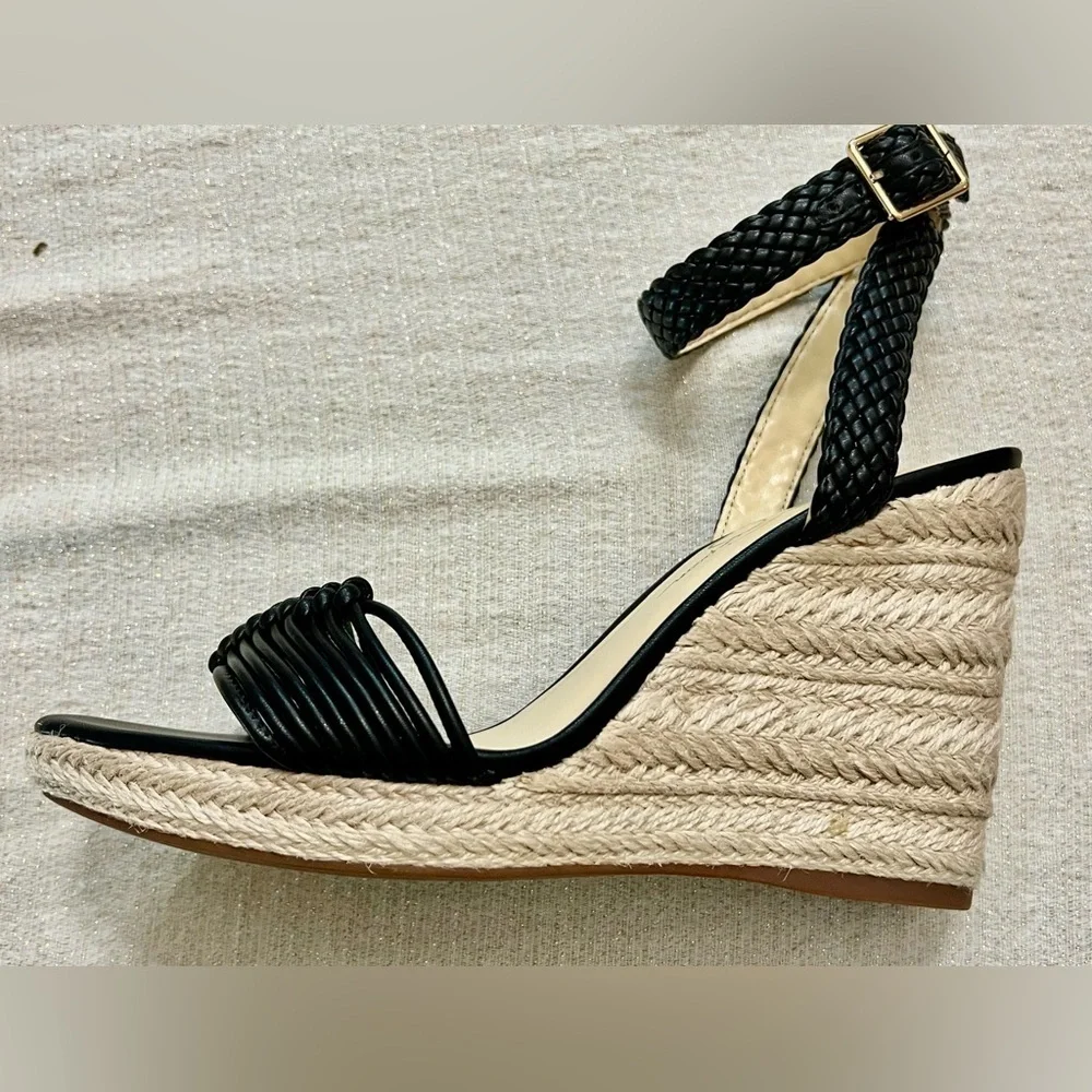 NIB Jessica Simpson Talise Knotted Strap Wedge Sandals- Black 10